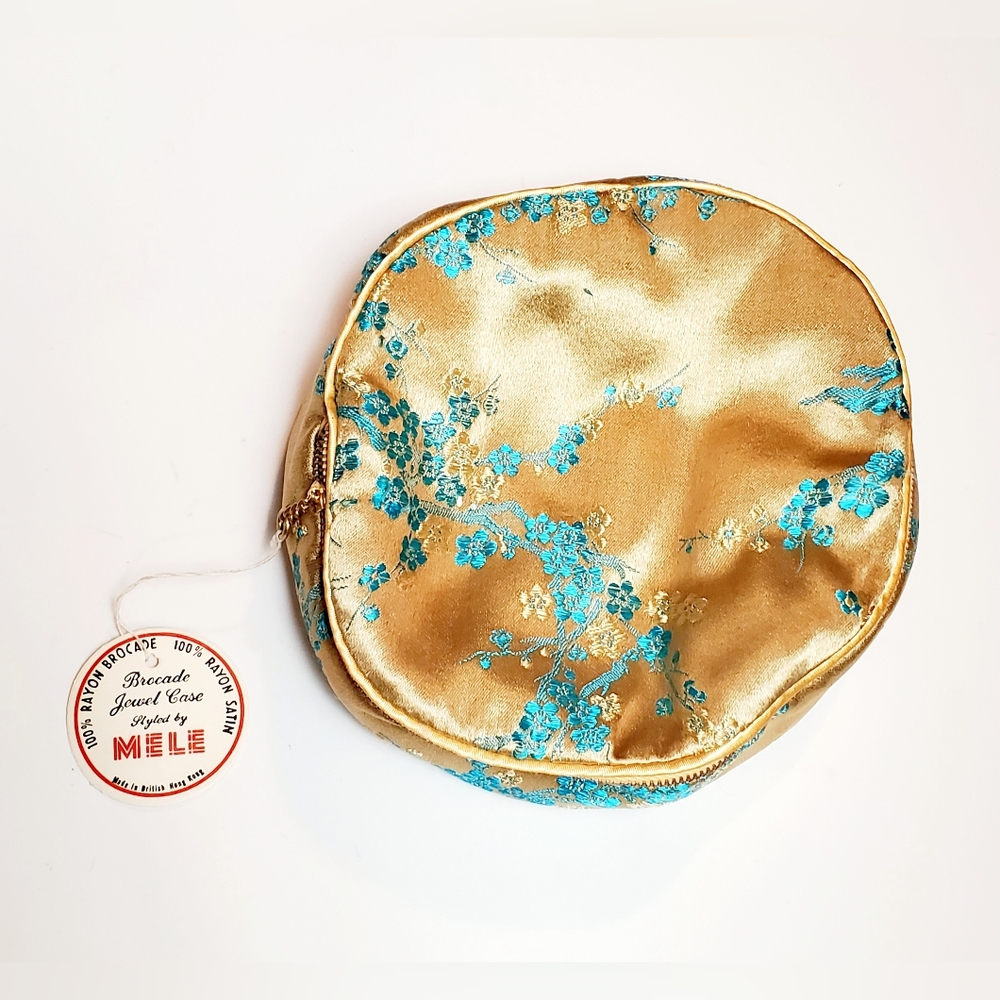 Vintage Mele Rayon Embroidered Brocade Jewel Box